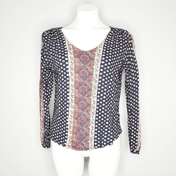 Lucky Brand Hobo Aztec Print Blouse - Picture 1 of 4